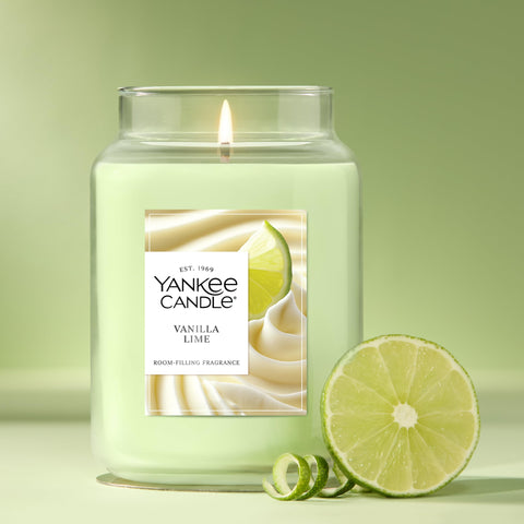 Yankee Candle vanilla lime in room lifestyle showcasing fresh citrus-vanilla ambiance