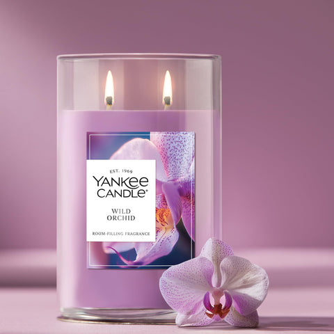 Yankee Candle Wild Orchid brushed lid detail protecting fragrance and serving as coaster