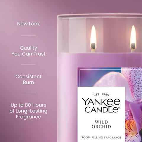 Yankee Candle Wild Orchid wax color close-up highlights plant-wax blend and rich hue