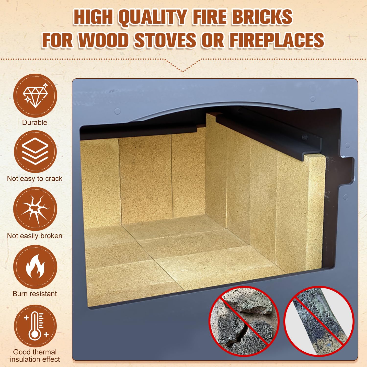 YANRUIPRO fire bricks stacked to form a hearth base providing stable foundation