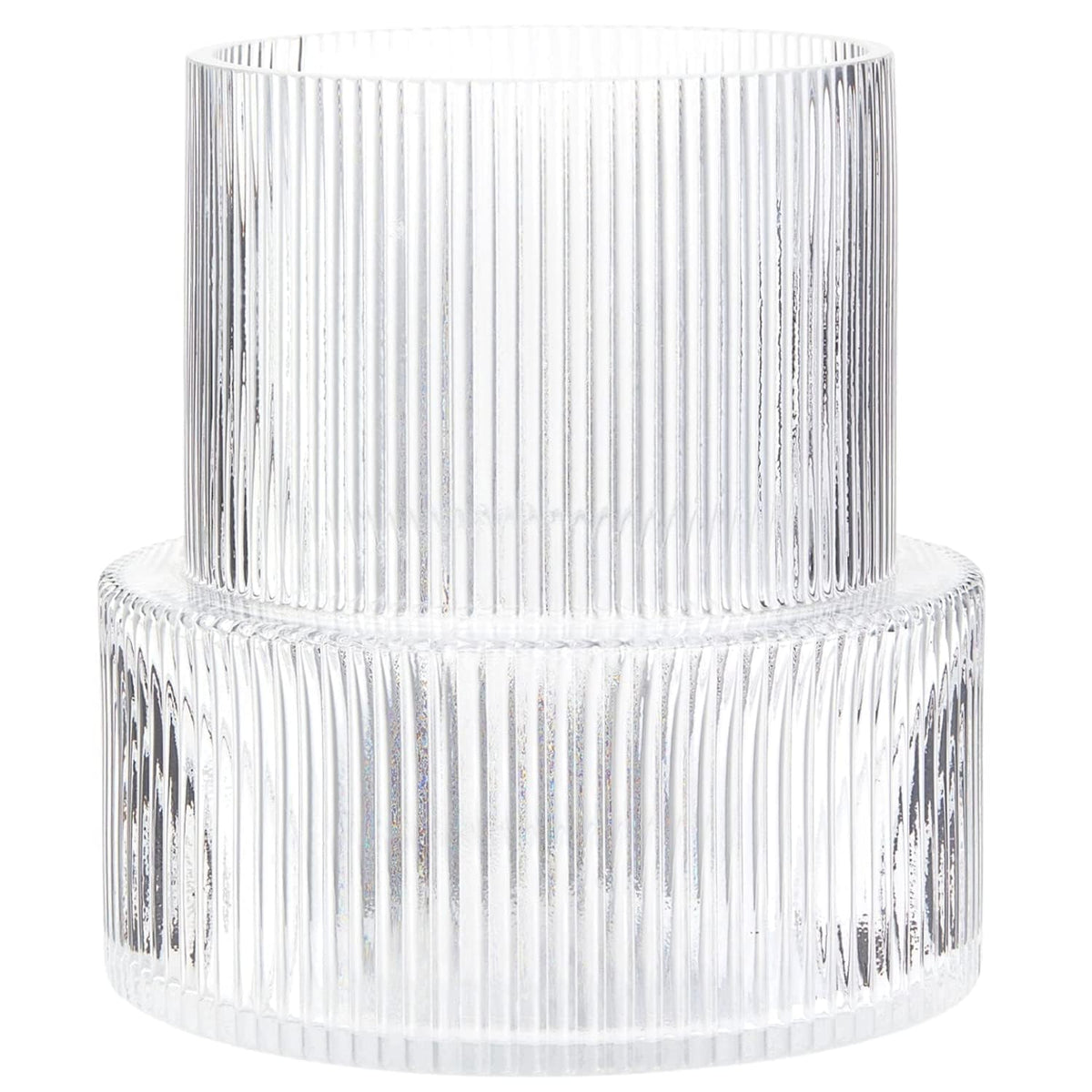 yanwe1 front view of ribbed glass vase showing clean silhouette and display benefit
