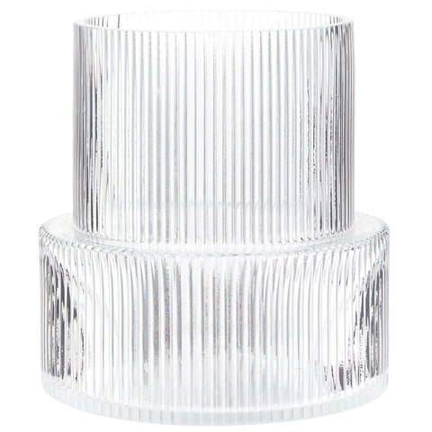 yanwe1 front view of ribbed glass vase showing clean silhouette and display benefit
