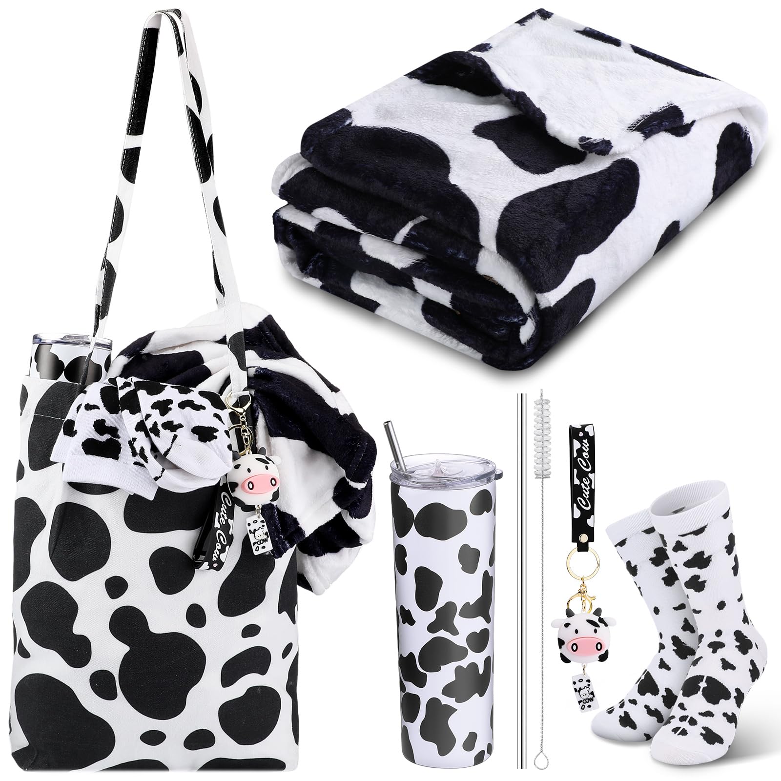 Yaomiao cow-pattern tumbler front view showing durable stainless steel and charming design