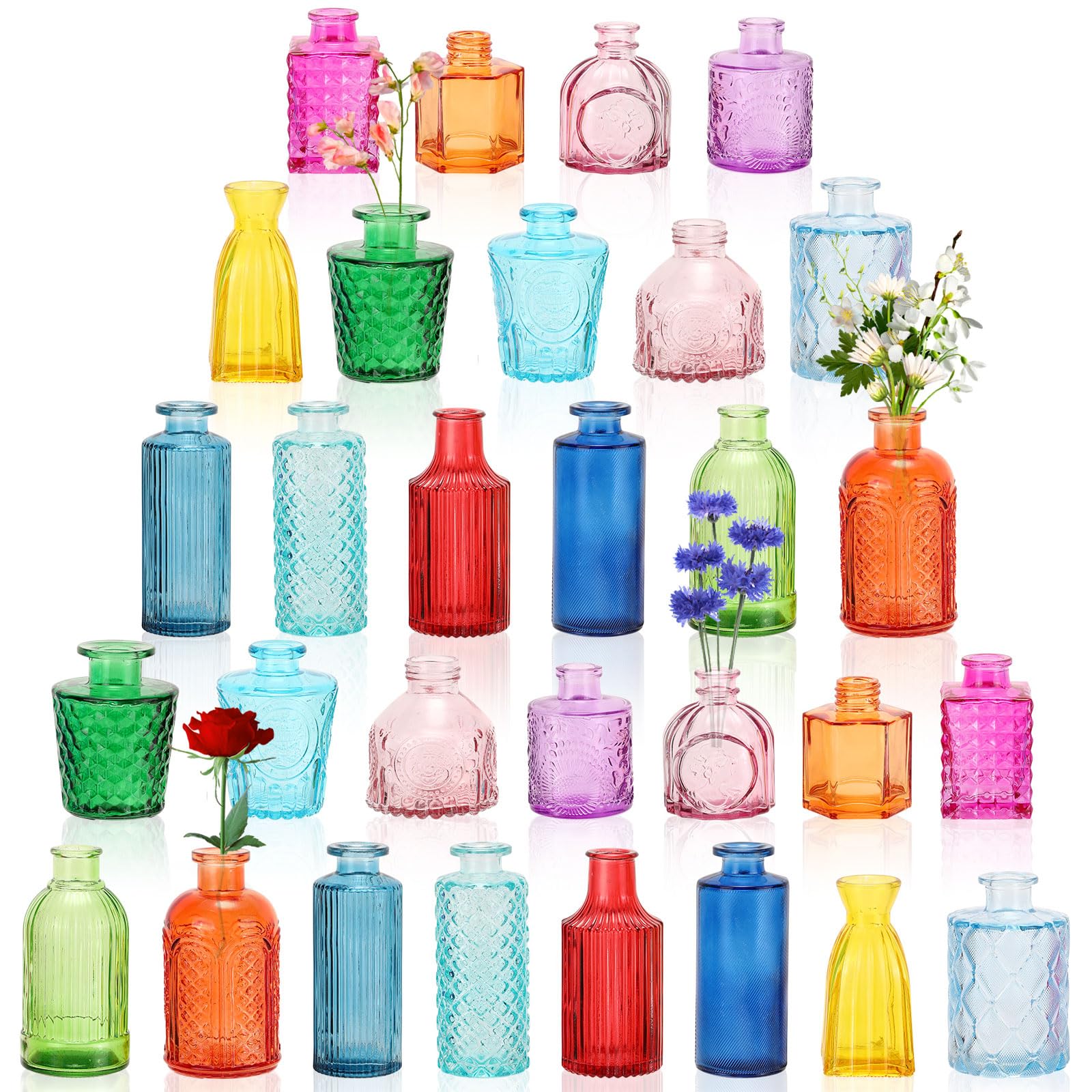 Yaomiao front packaging showing 30-piece bright colored vases and storage convenience