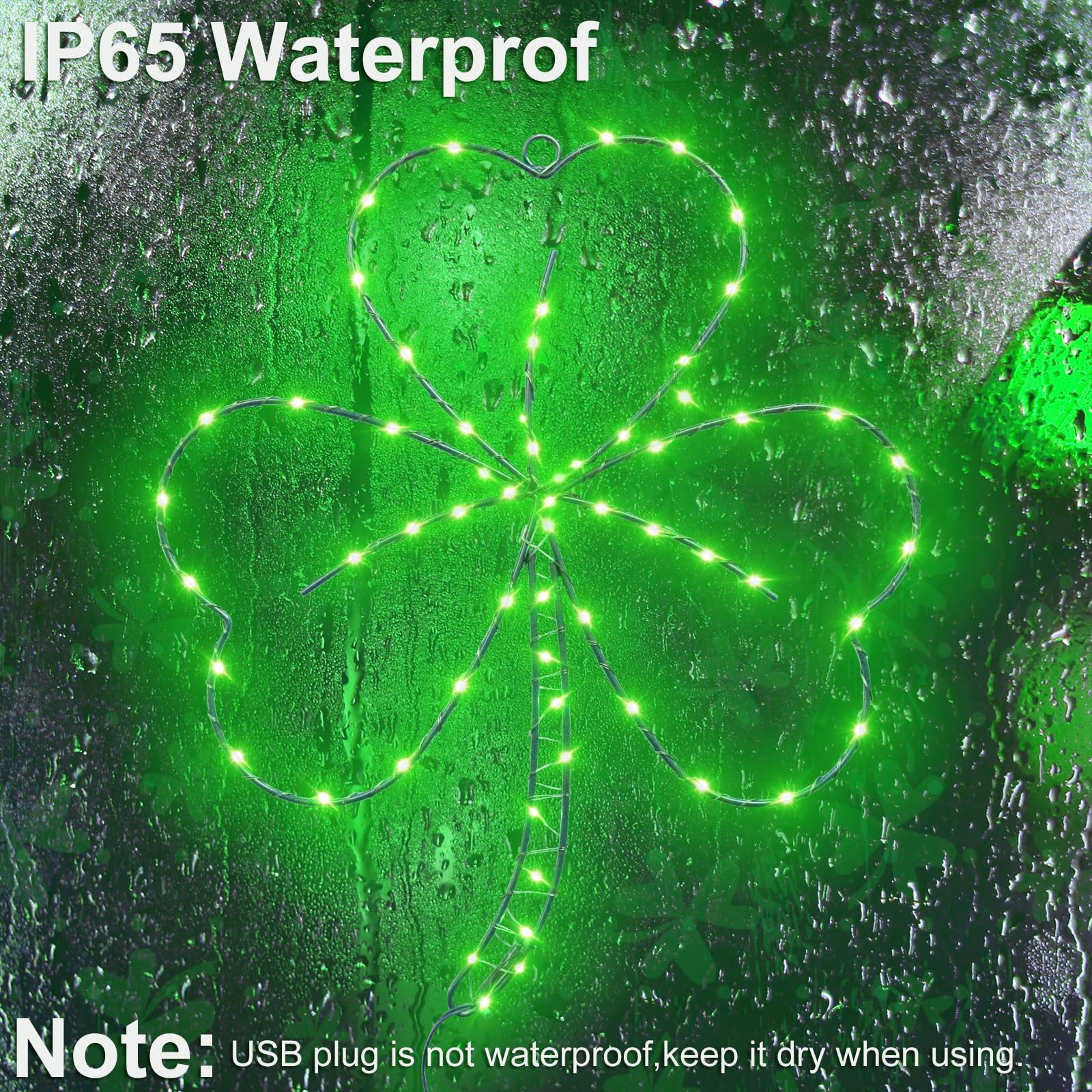 YAOZHOU close-up of LEDs in shamrock frame highlighting bright green glow