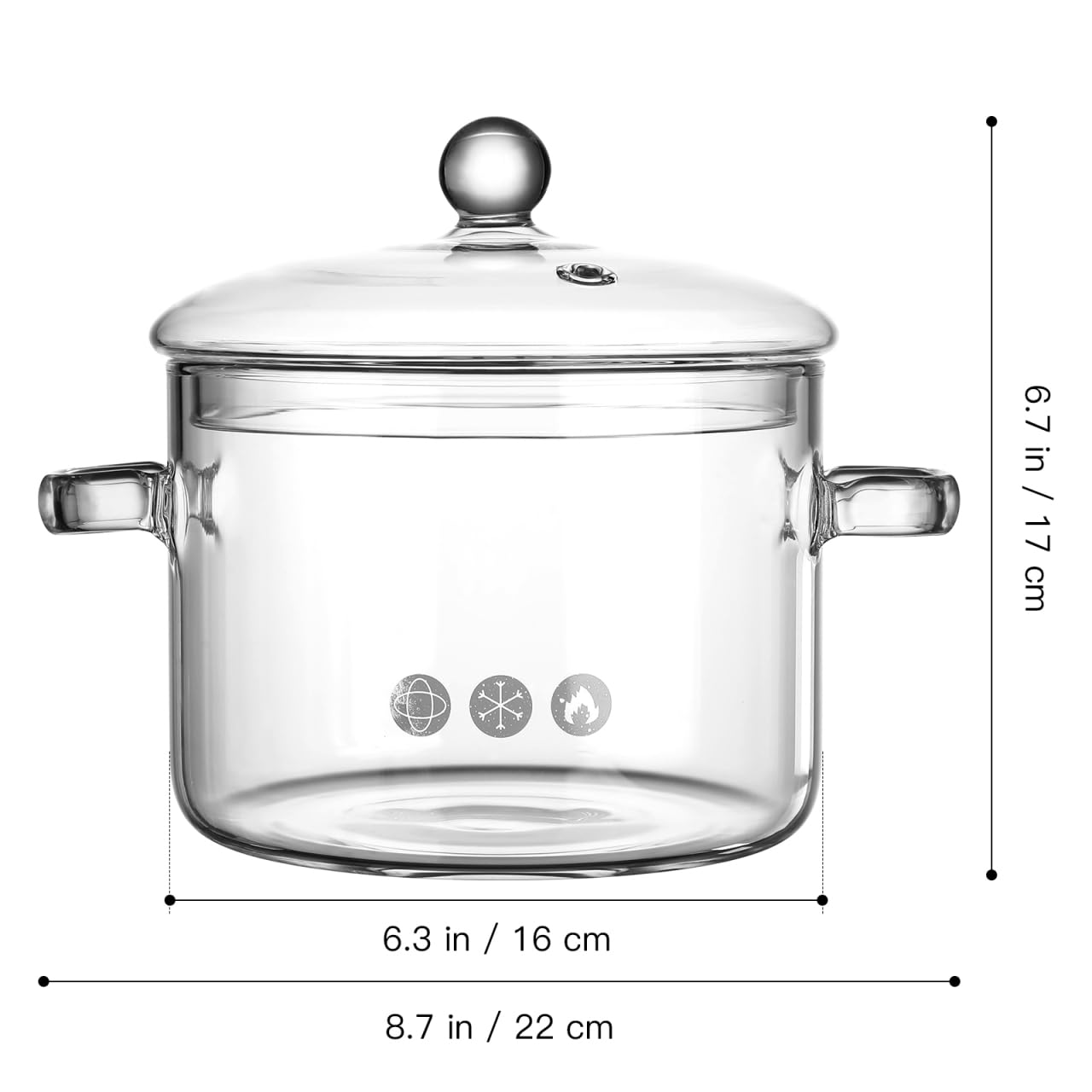 Yardwe glass pot handle detail showing ergonomic grip for safer handling