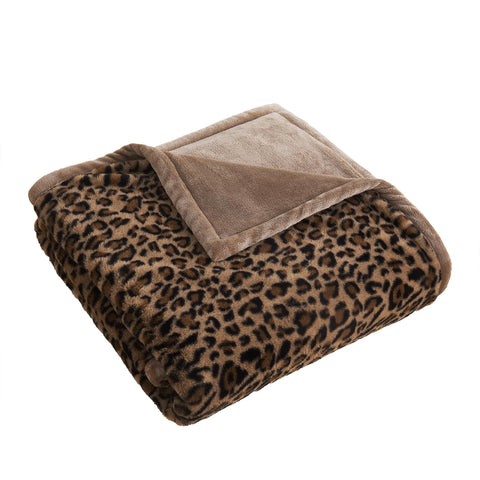 YARNOZY front view of leopard throw showing pattern and luxury appeal