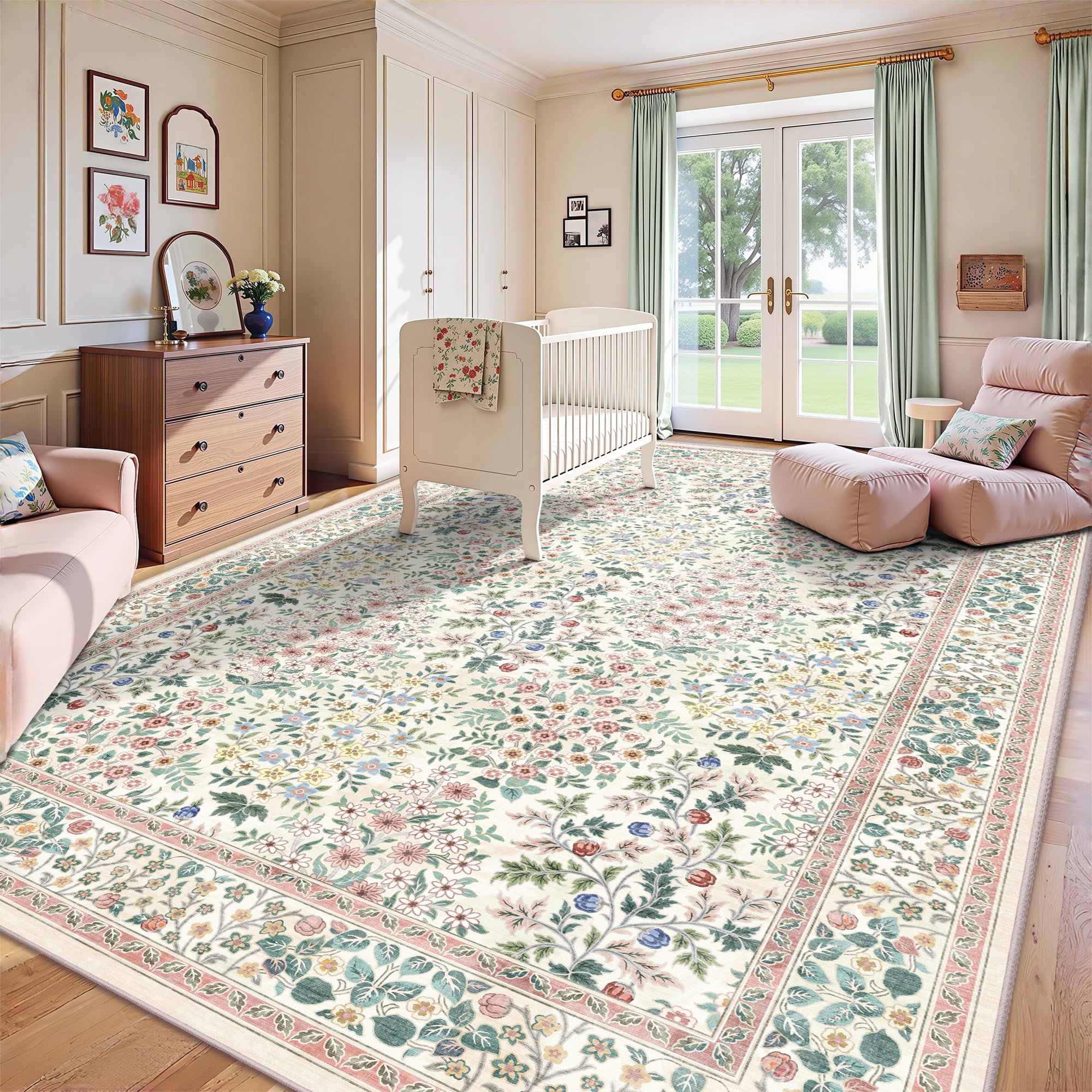 Yarooge under bed showing scale of 8x10 rug for room balance