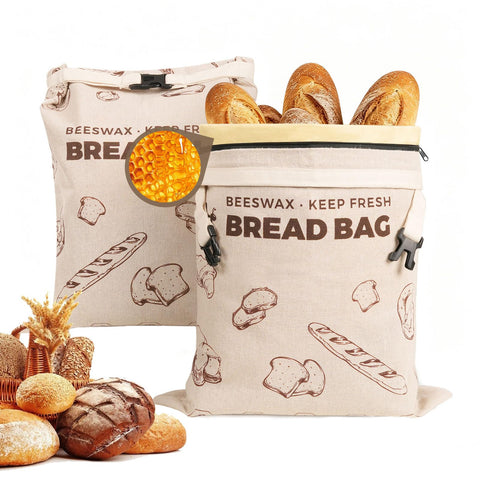 YARRAMATE front packaging showing two linen beeswax bread bags and benefits