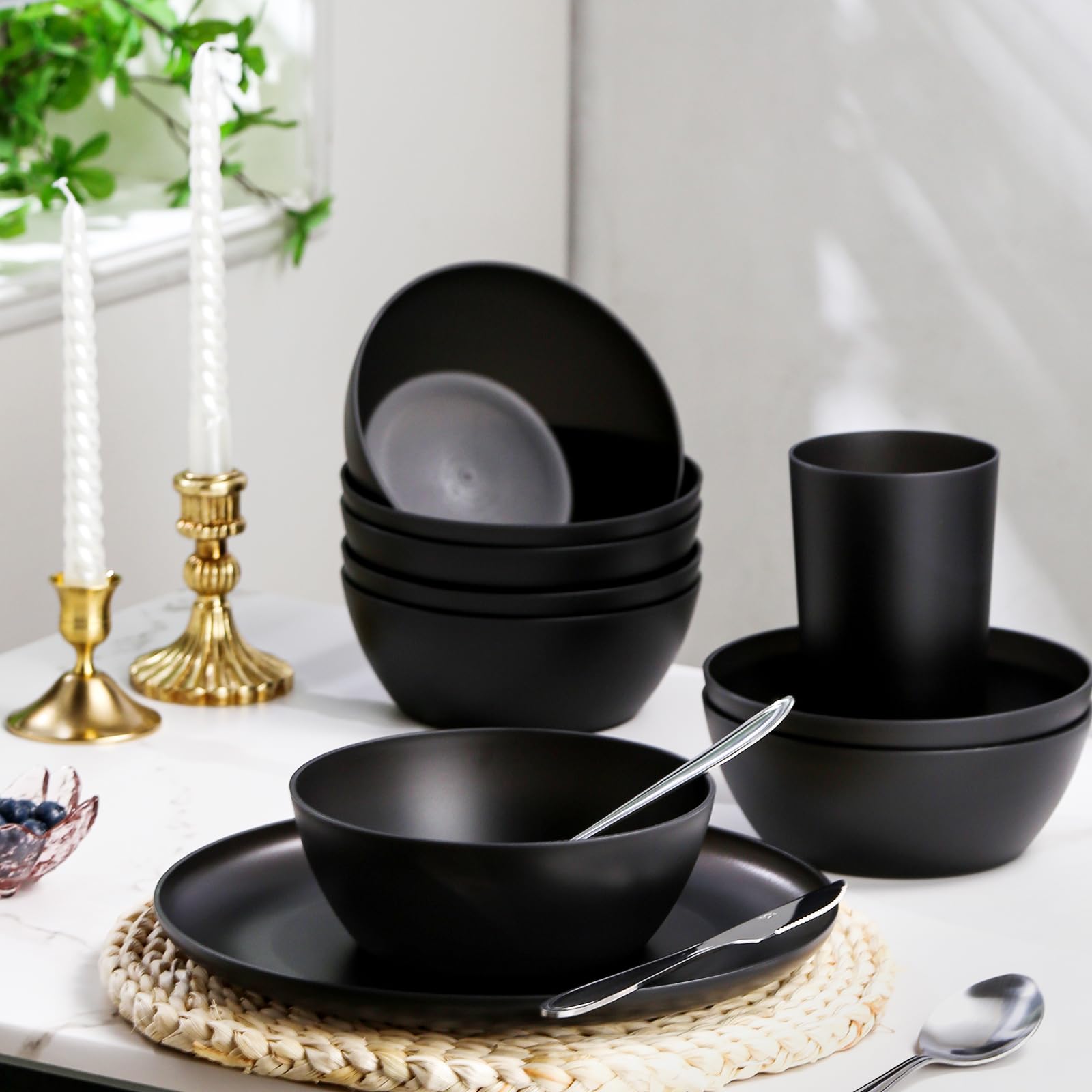 Yarrggu dinnerware next to common objects showing scale and family-friendly sizes