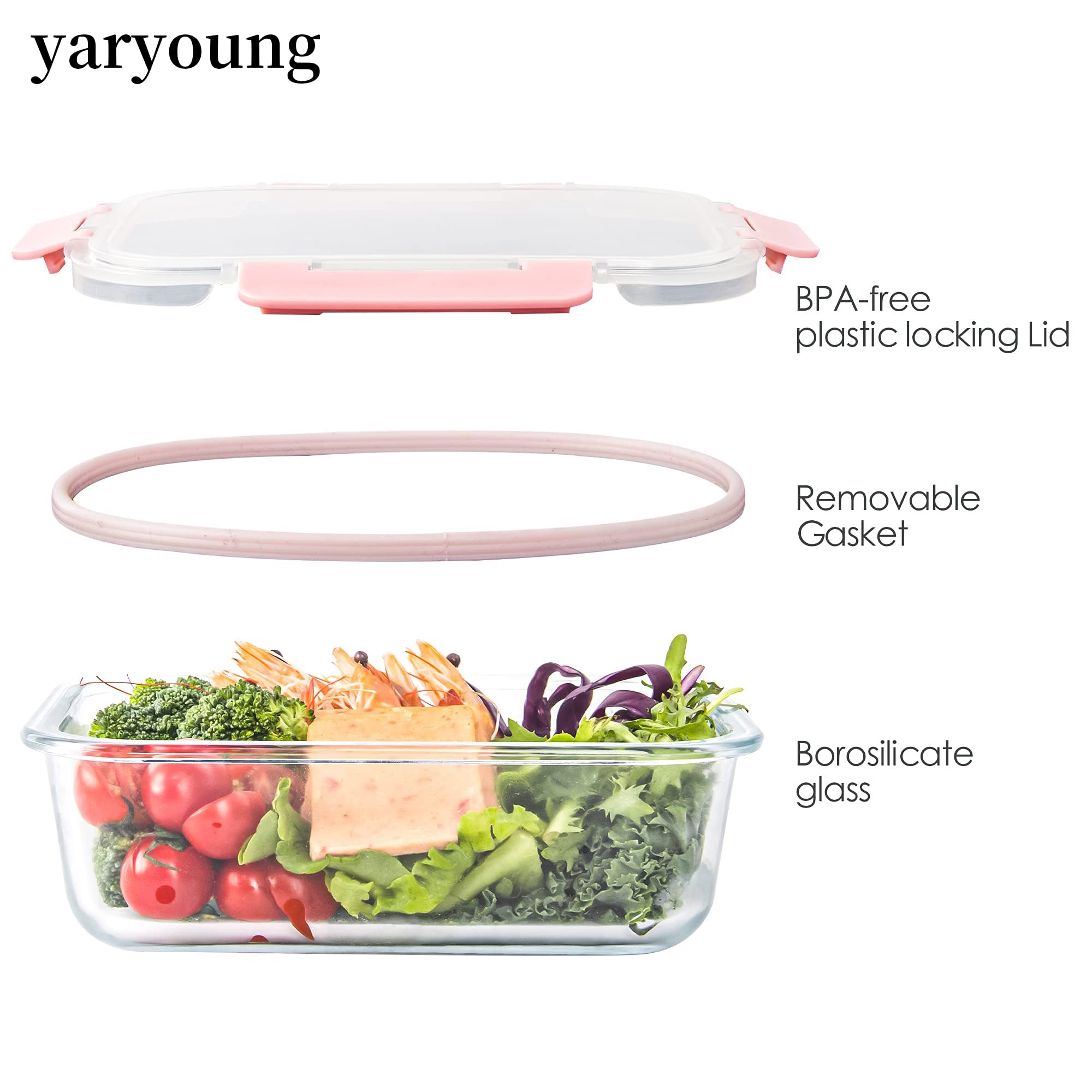YARYOUNG 34oz container front view illustrating large meal capacity