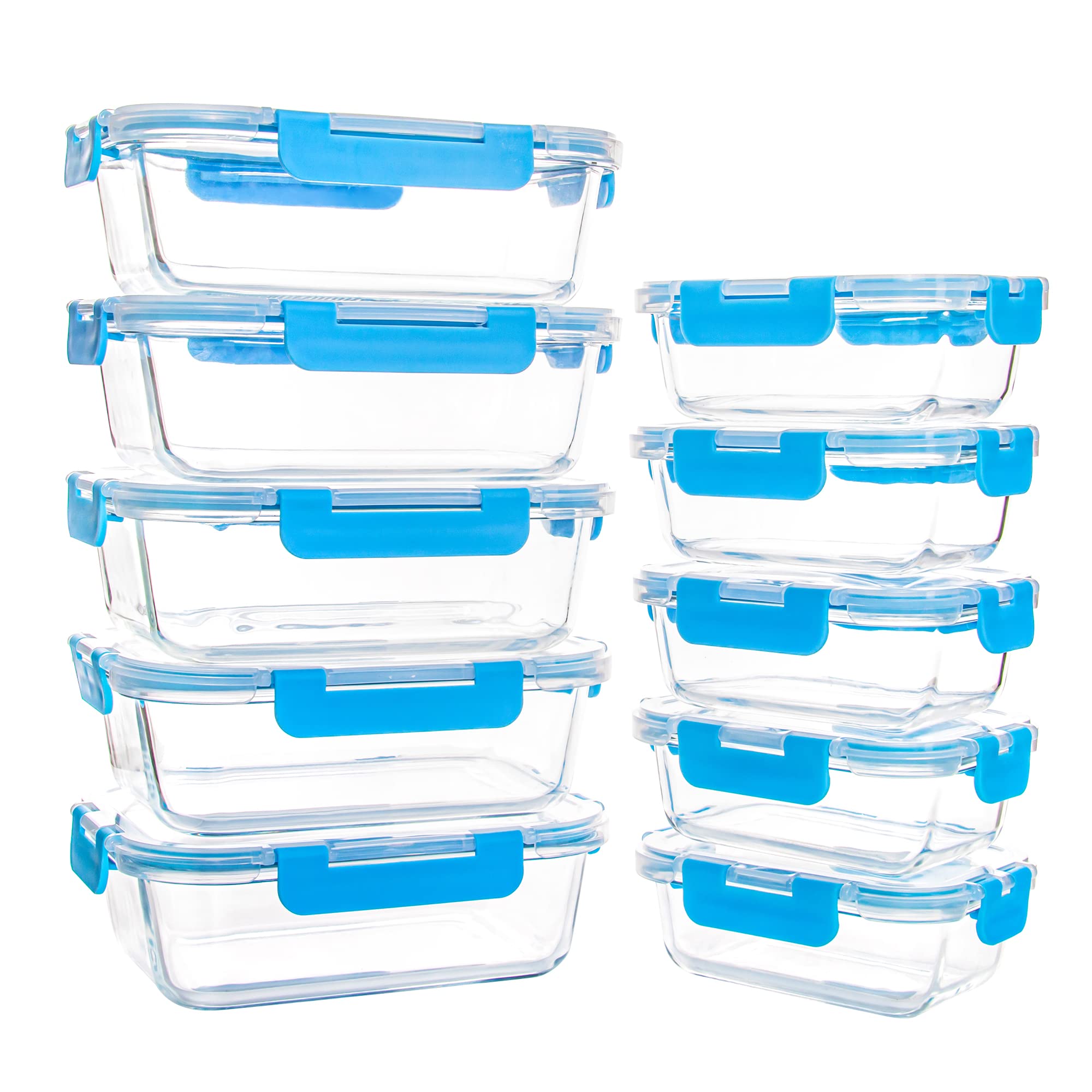 YARYOUNG front view of full 10-pack showing lids and glass bodies benefits convenience
