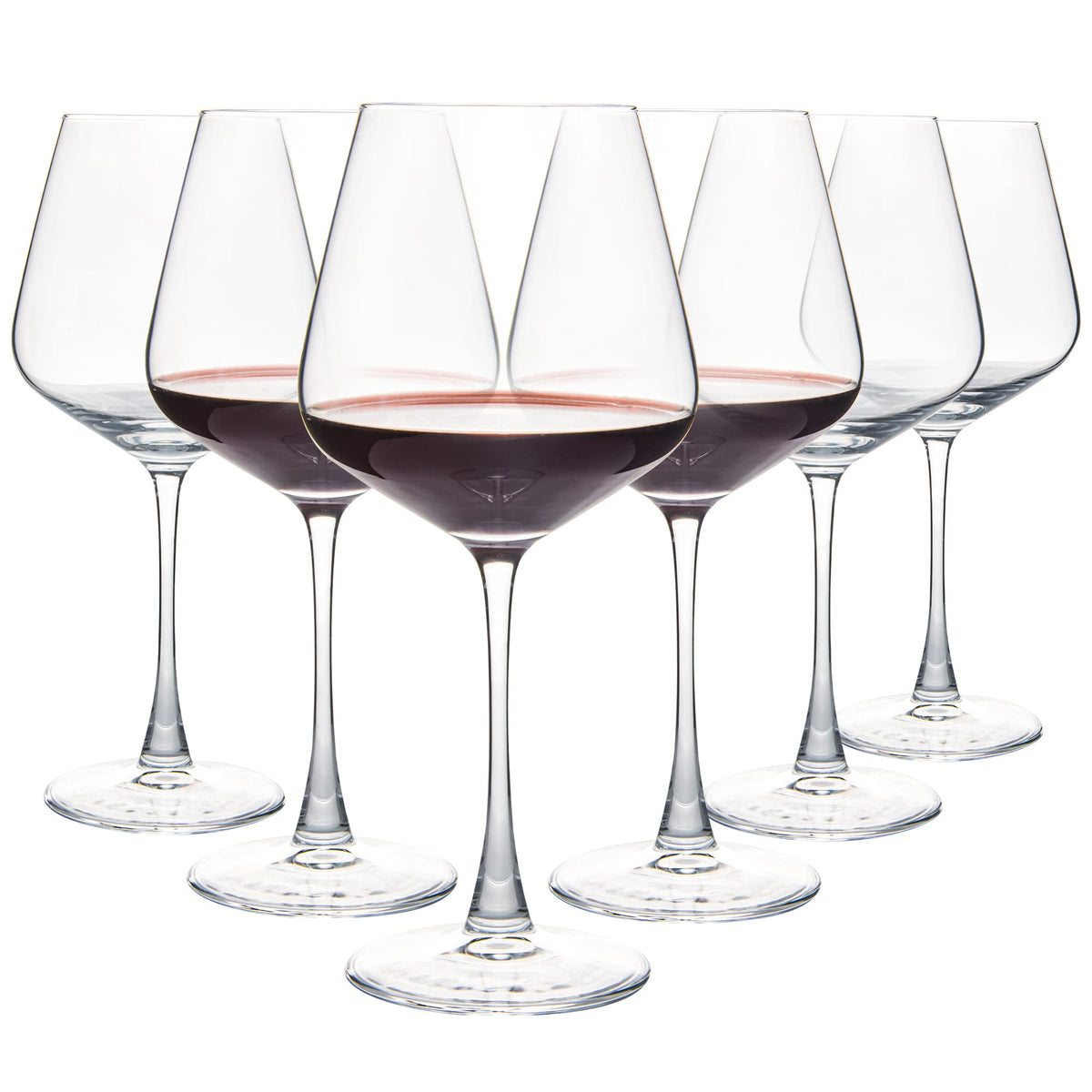 YARYOUNG front view of six glasses showing elegant silhouette and entertaining readiness