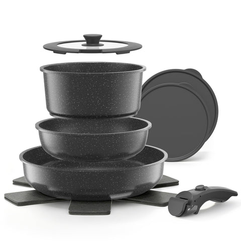 YASHE front packaging showing full 9-piece set and space-saving benefits
