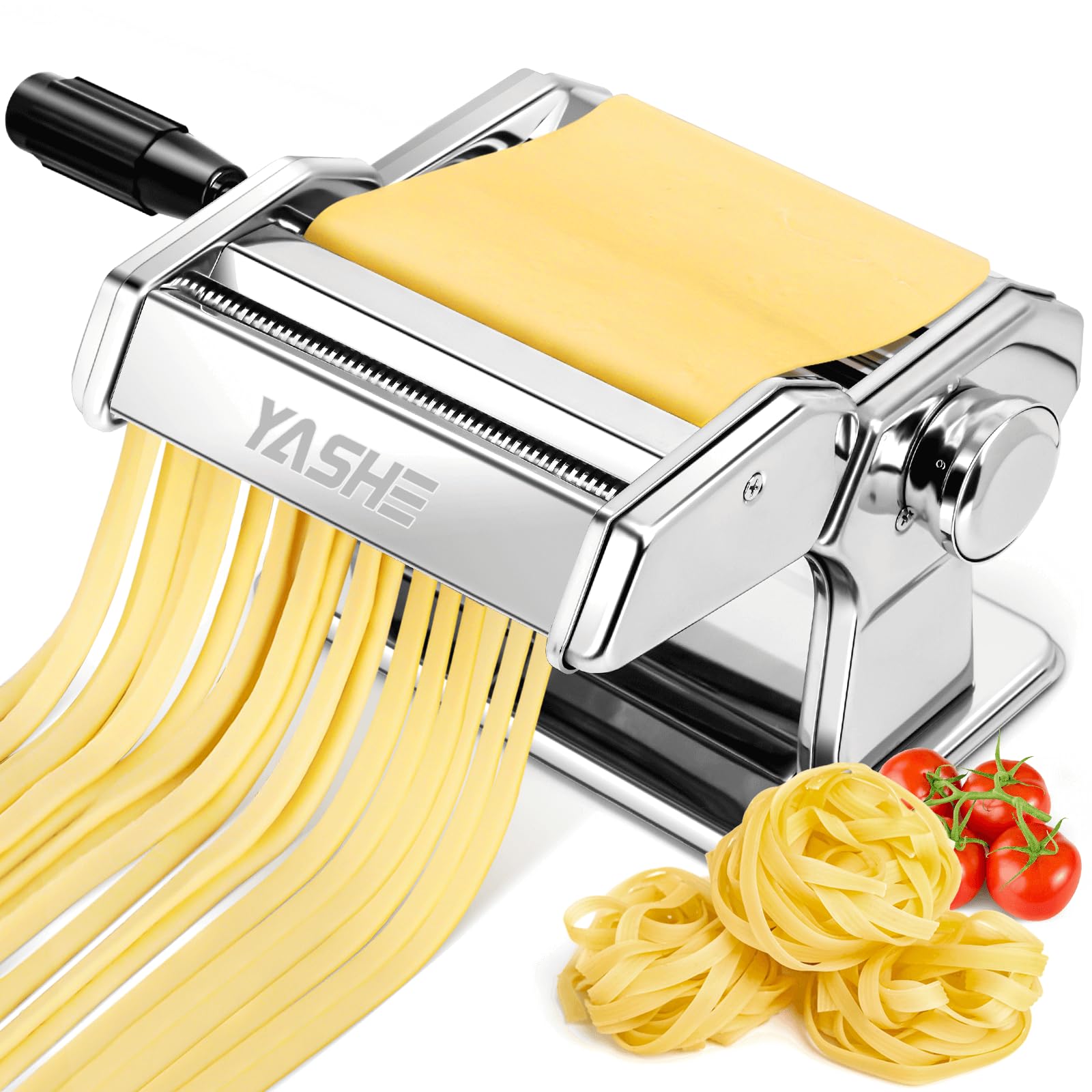 YASHE front view of stainless steel pasta maker showing robust build and stability