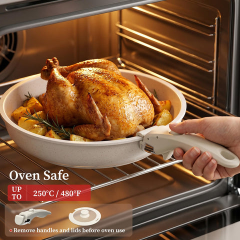 YASHE granite nonstick surface close-up illustrating durable low-oil cooking release