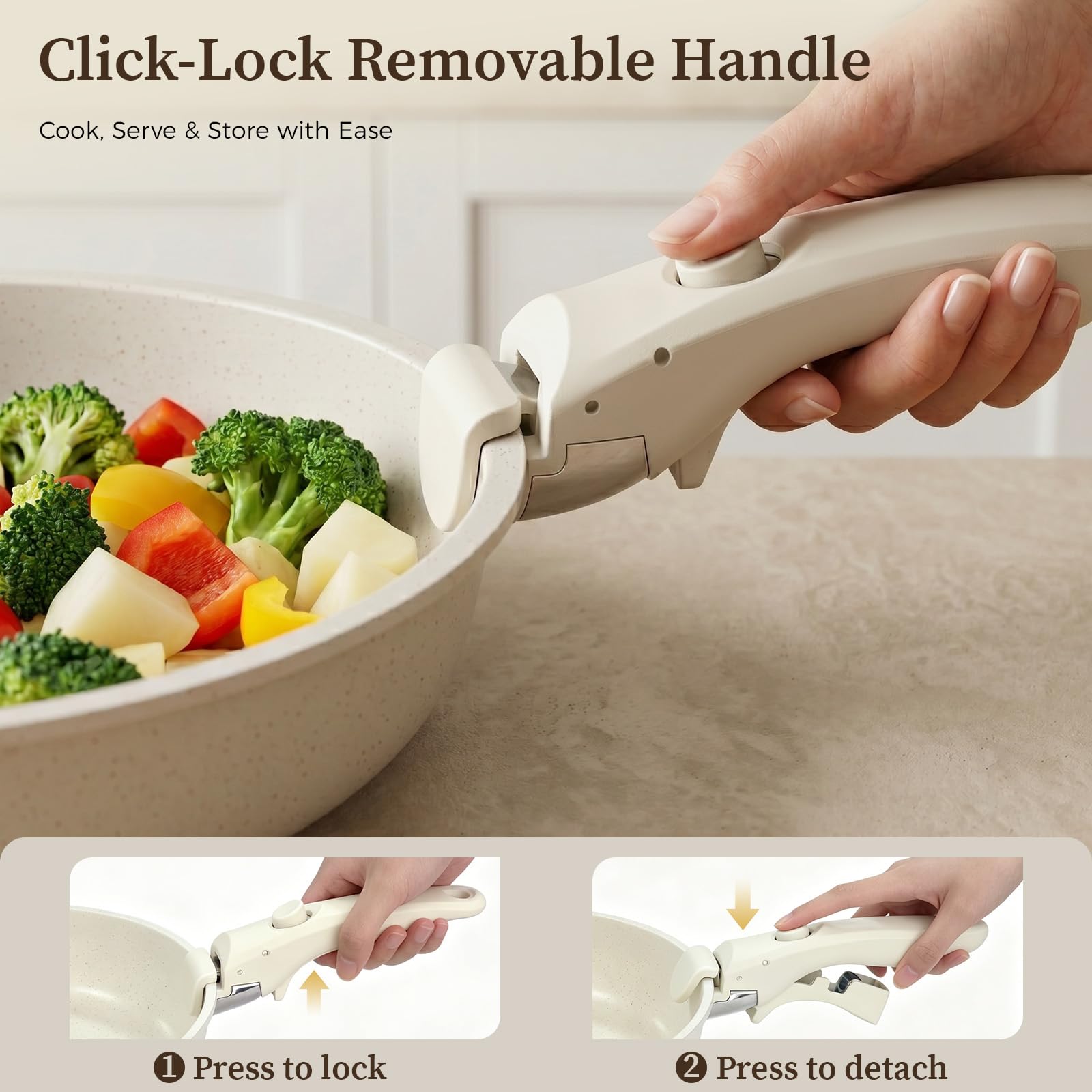 YASHE frying pan placed in oven without handle to show stovetop-to-oven versatility