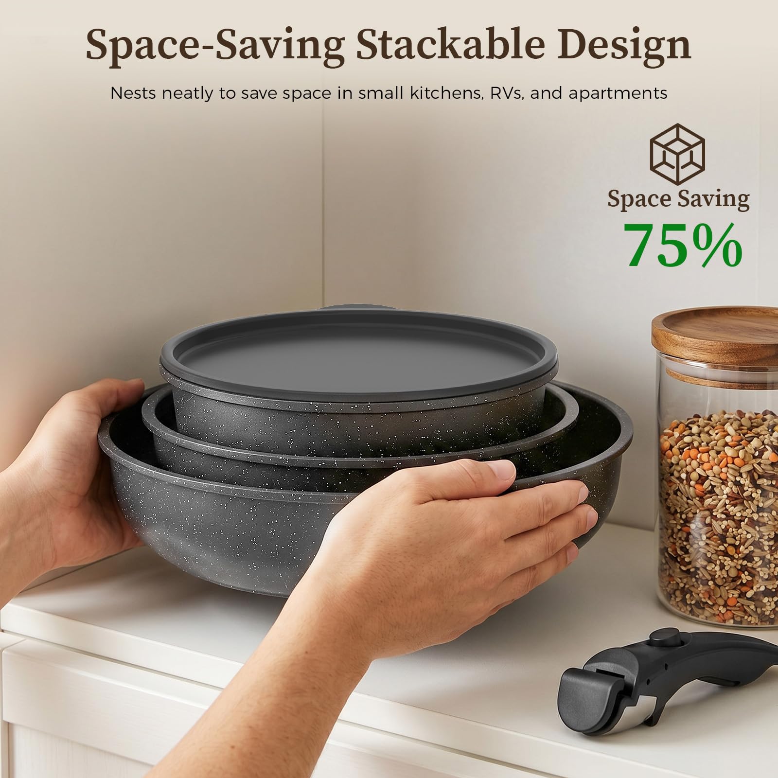 YASHE pans on an induction hob illustrating wide cooktop compatibility
