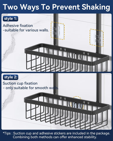 YASONIC included hooks and soap dish displayed to show versatile organization options