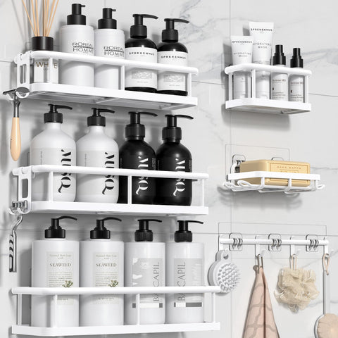 YASONIC front packaging showing complete 6-piece shower caddy kit benefits