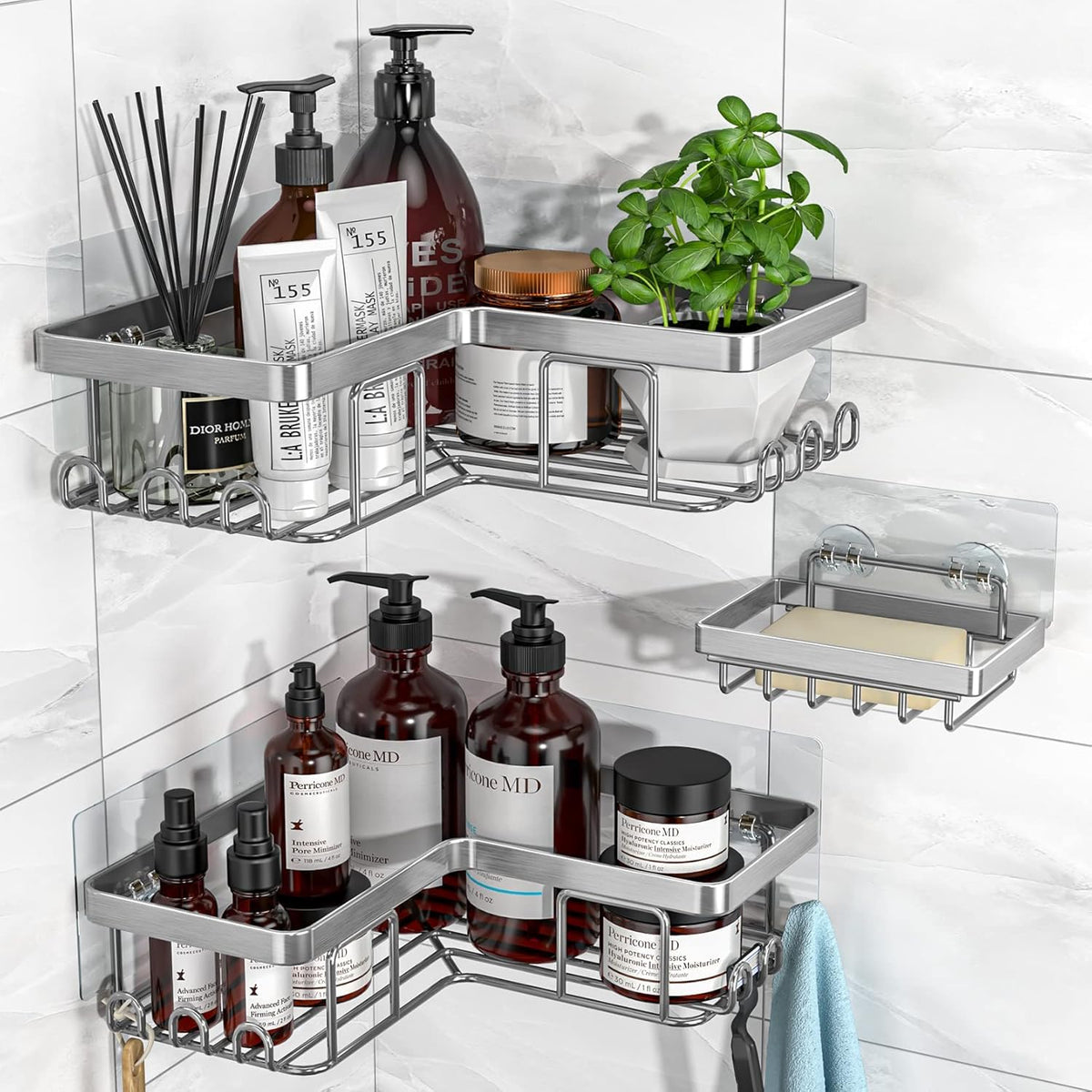 YASONIC front view corner caddy showing organized bottles and space savings