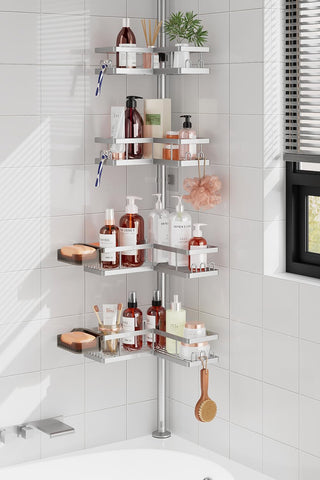 YASONIC front view of assembled corner caddy showing organized shelves and stability benefits