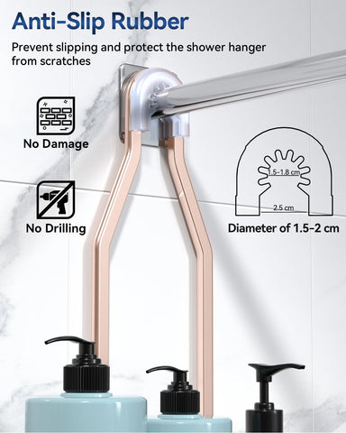 YASONIC hanging hooks holding loofahs and razors for easy access and organization