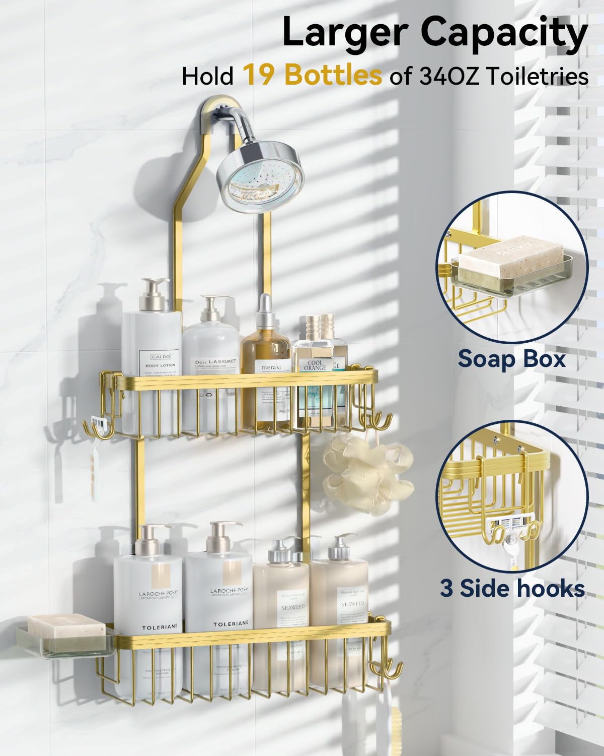 YASONIC hanging on showerhead in use showing stable placement benefit