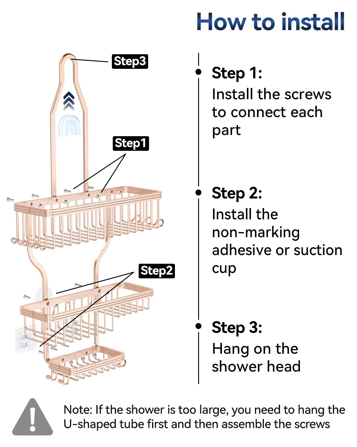 YASONIC installed over shower head in bathroom showing tidy, space-saving benefit
