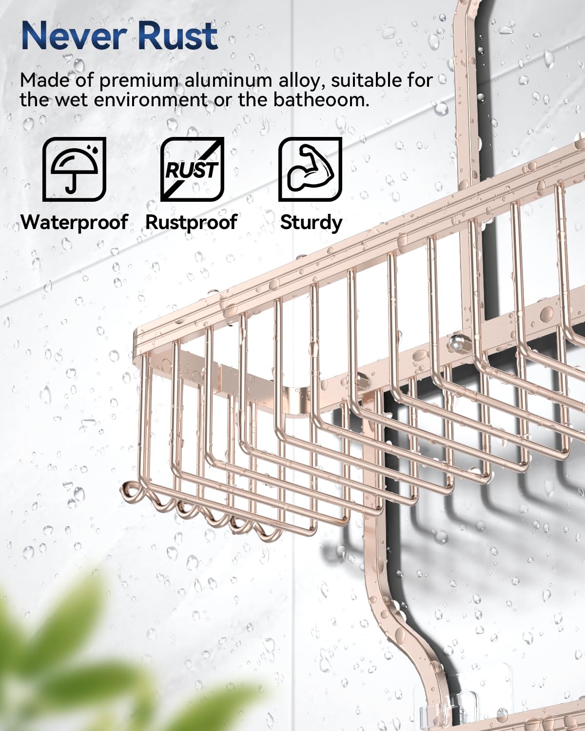 YASONIC shelves holding tall shampoo bottles demonstrating added vertical clearance
