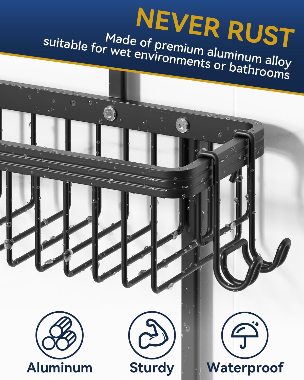 YASONIC top U-shaped rubber cradle securing caddy on showerhead to stop slipping