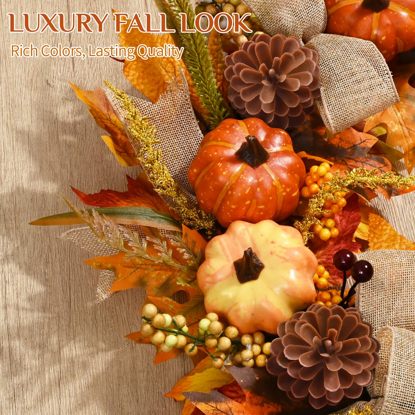Yastouay burlap bow on grapevine base offering rustic autumn charm