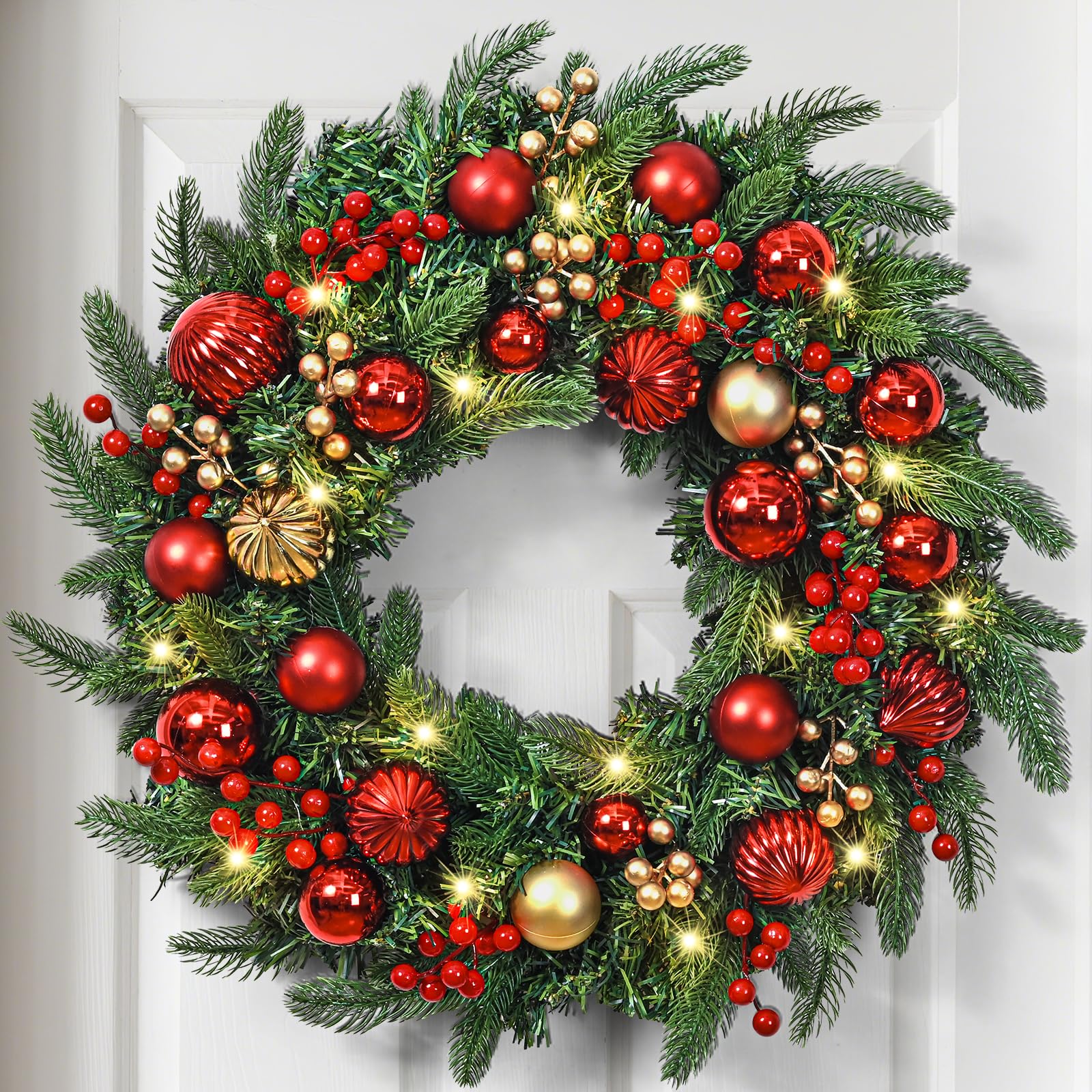 Yastouay front door wreath creating a welcoming holiday entrance