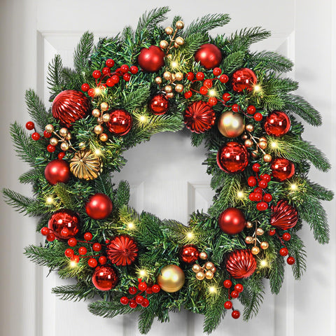 Yastouay front door wreath creating a welcoming holiday entrance