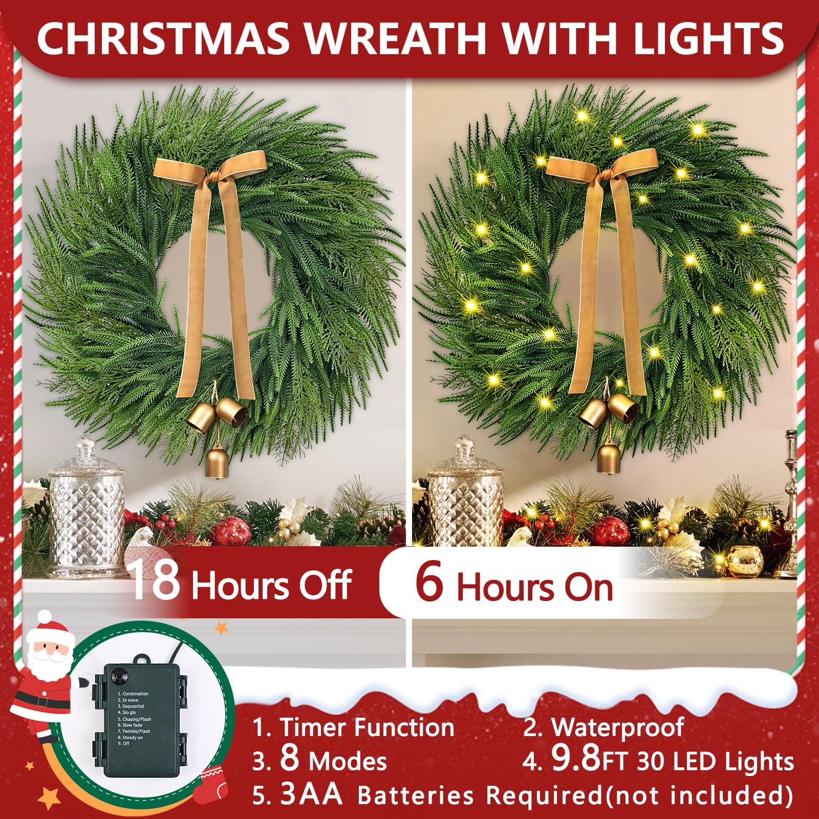 Yastouay wreath next to door knob showing true 26-inch scale