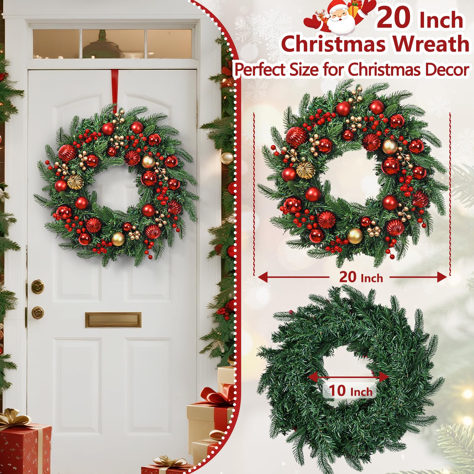Yastouay wreath next to chair showing true 20-inch scale