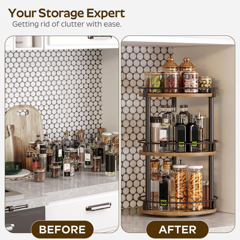 YATINEY loaded spice rack demonstrating organized jars and easy retrieval