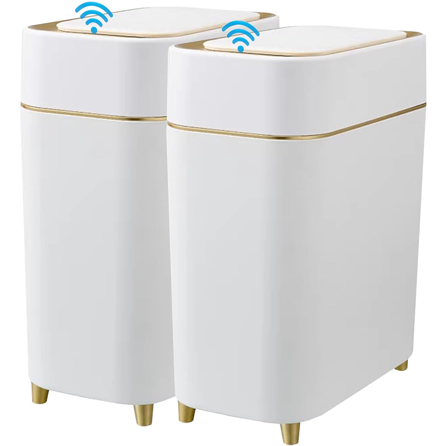 Yatmung front view of both compact bins showing elegant white and gold design beneficial for stylish spaces