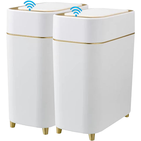 Yatmung front view of both compact bins showing elegant white and gold design beneficial for stylish spaces