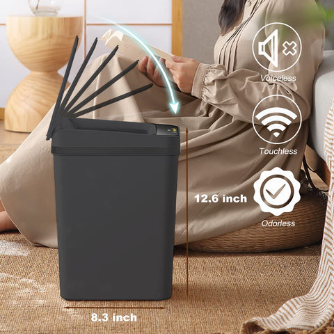 Yatmung in a bathroom beside toilet showing tidy, hands-free disposal