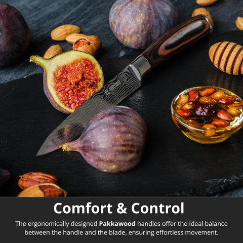 Yatoshi ergonomic Pakkawood handle profile for comfortable balanced grip and control
