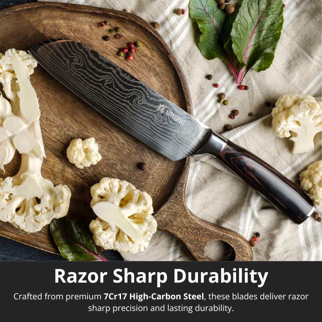 Yatoshi detailed knife edges stacked to show sharpness and consistent grind