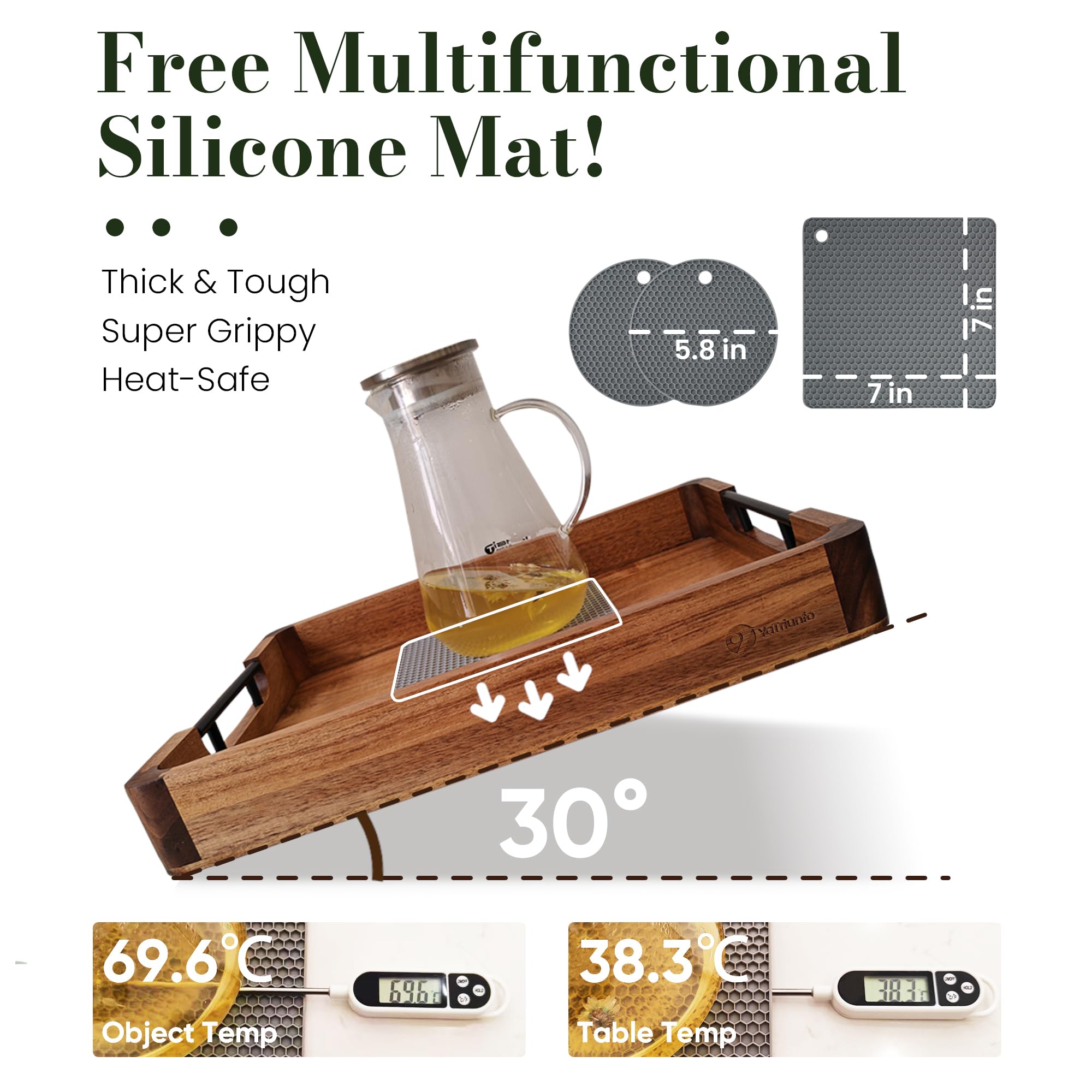 YaTriunfo tray carrying breakfast in bed demonstrating stable serving and elegant look