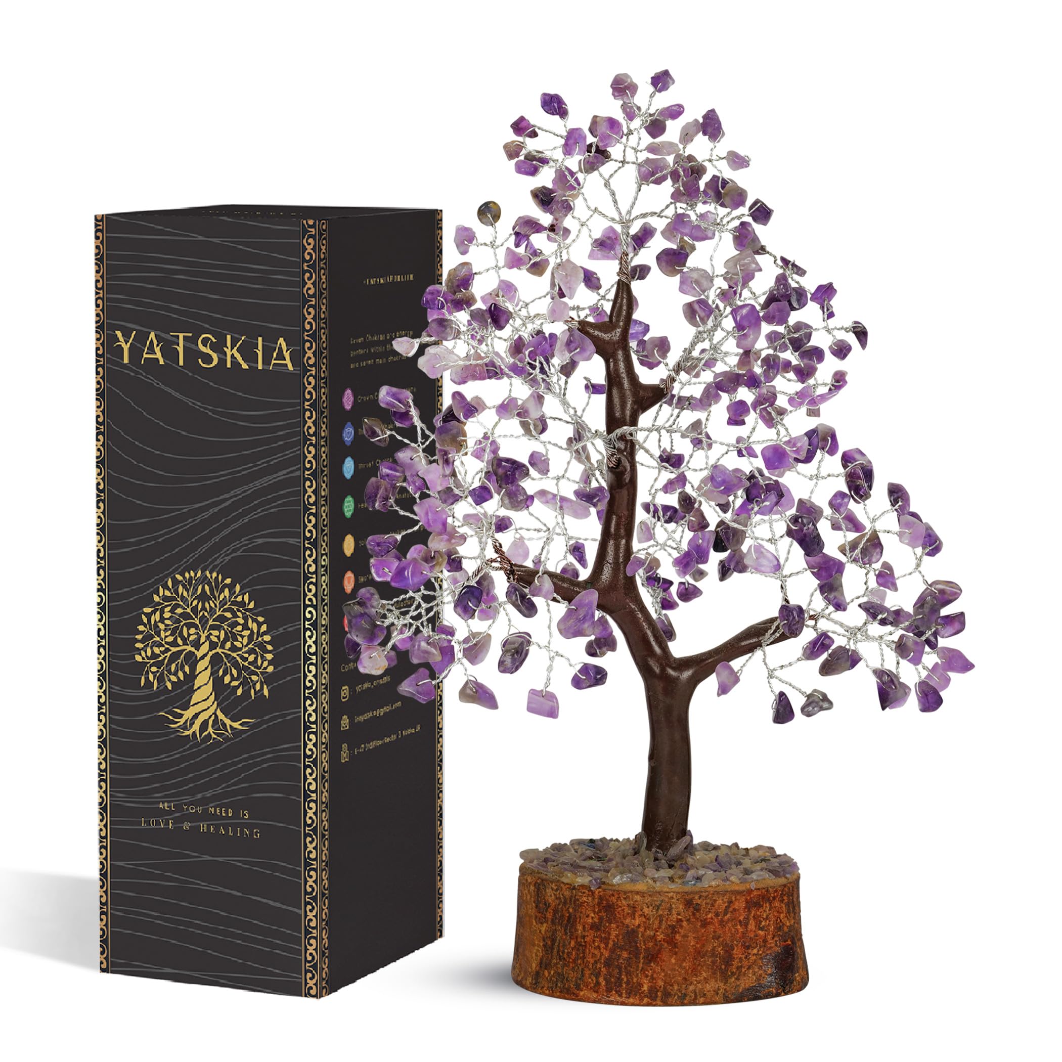 YATSKIA amethyst tree front view showing purple stones and elegant silhouette