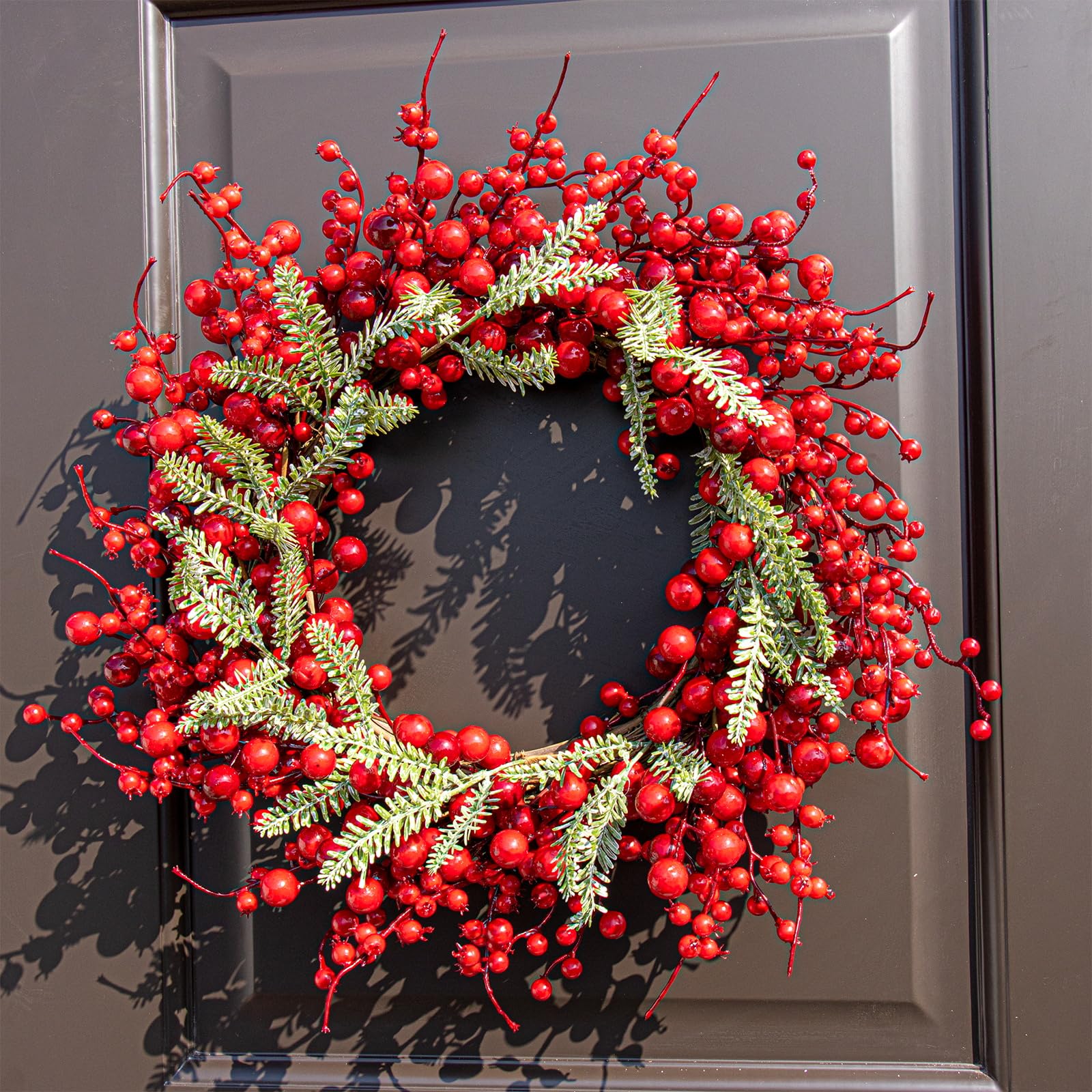 Yawwind wreath in room setting, complements farmhouse decor