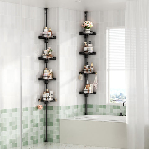 YCIA&DONE front view of 4-tier shower caddy showing compact footprint