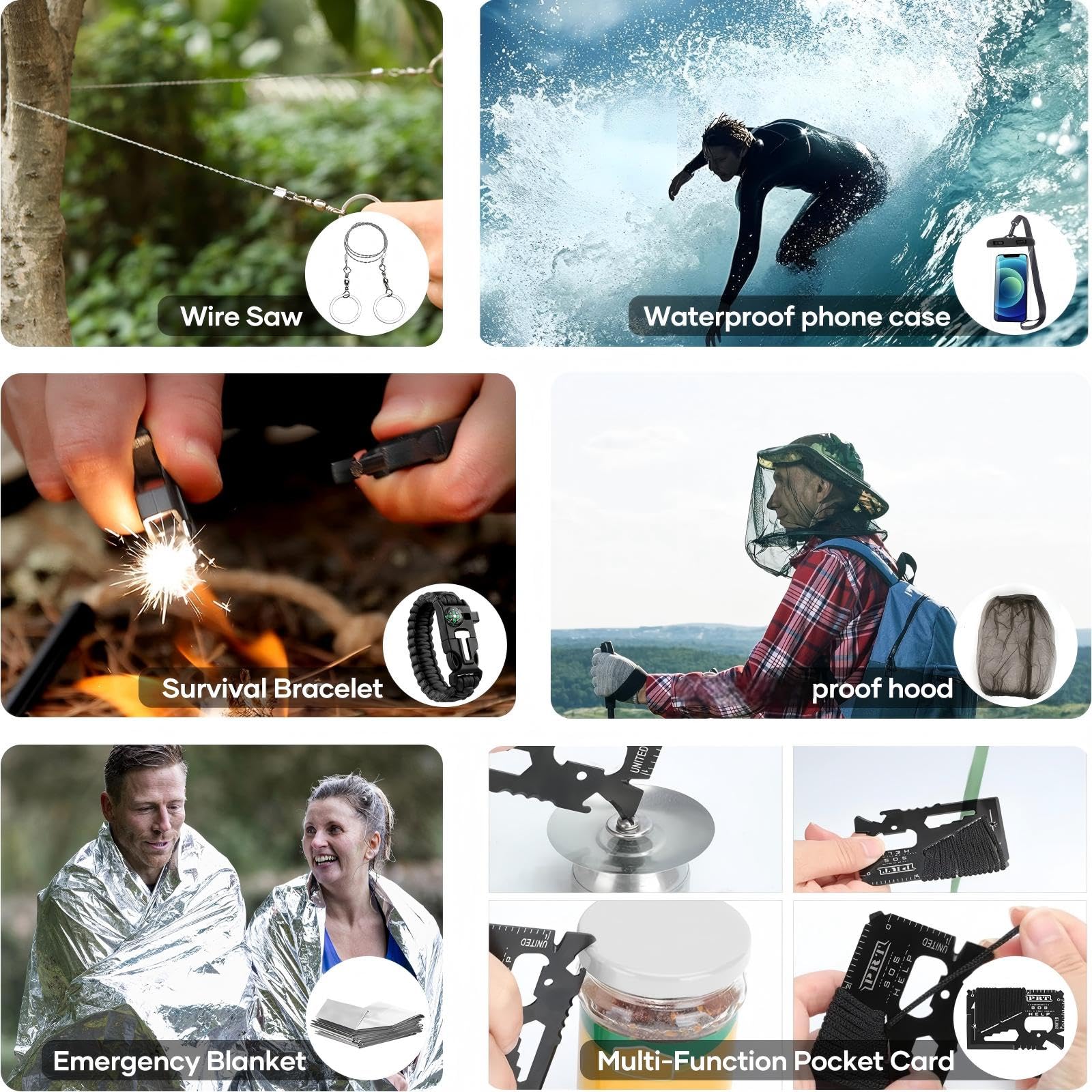 Ydiliow emergency blanket and waterproof pouch protecting gear and staying dry