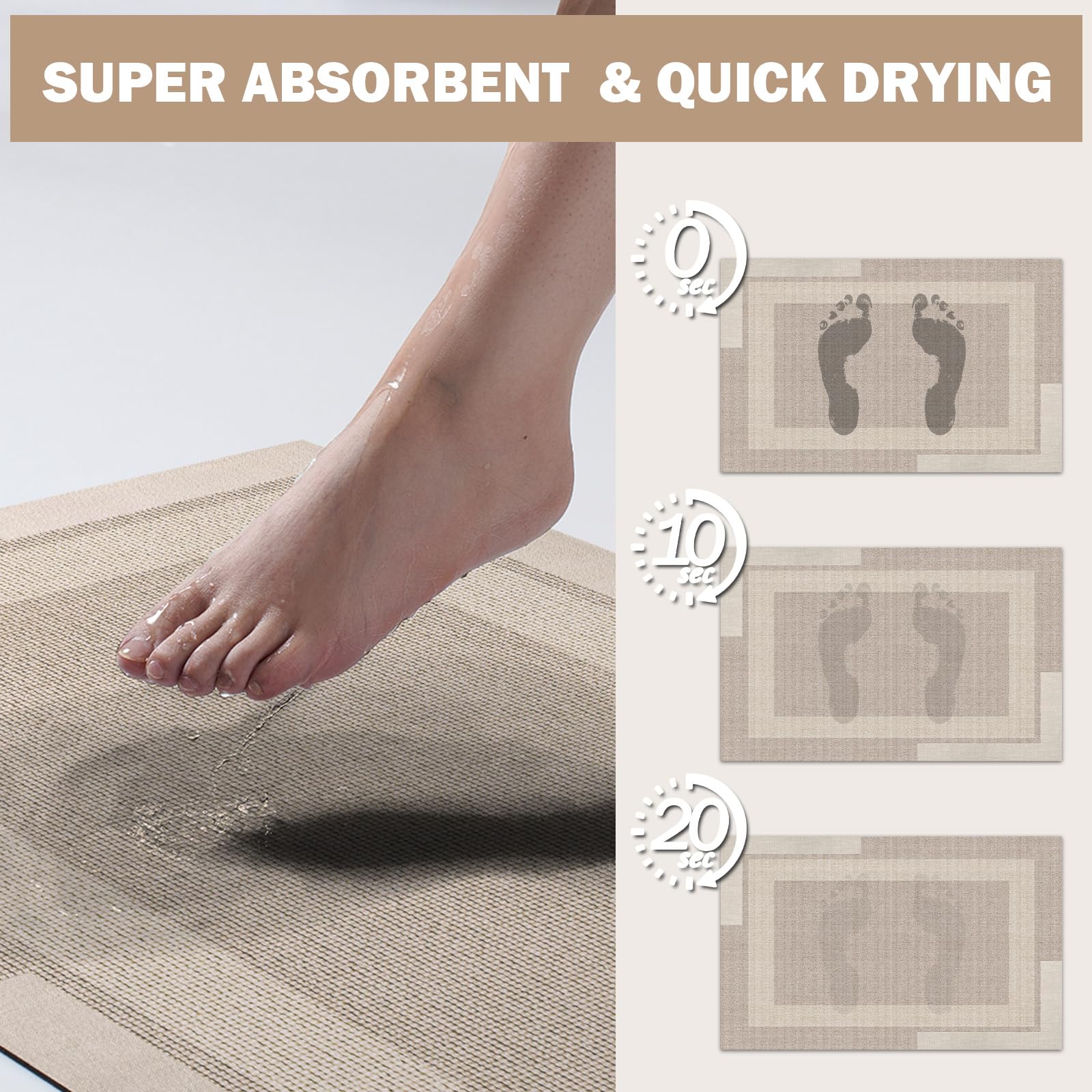 YDKGL mat in use with person stepping out of shower, delivers stability and dryness