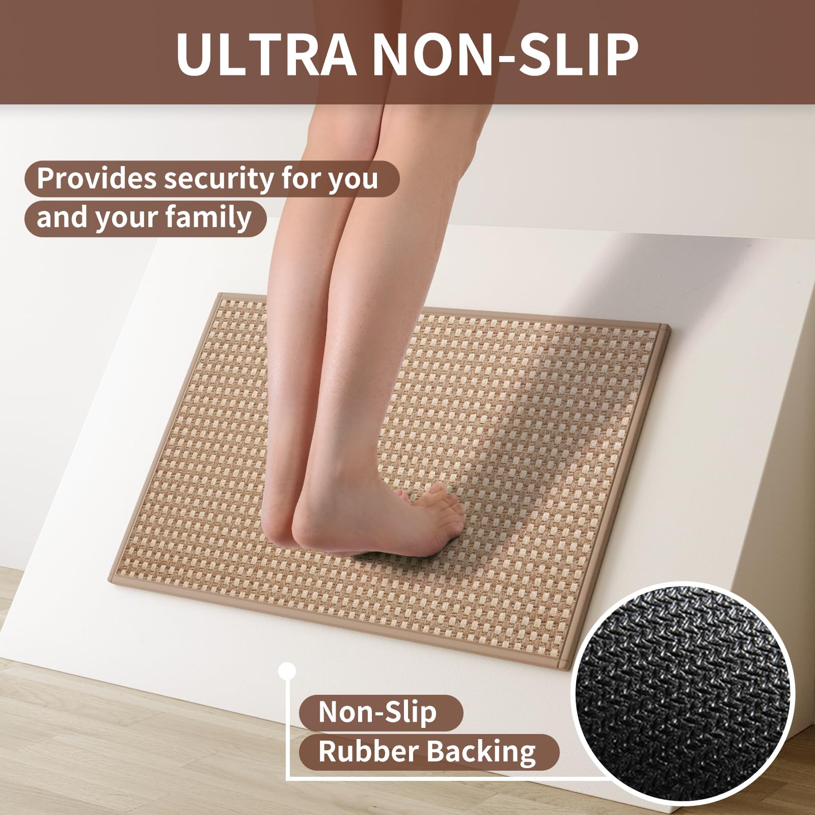 YDKGL rug placed next to sink demonstrates fit and protective benefit