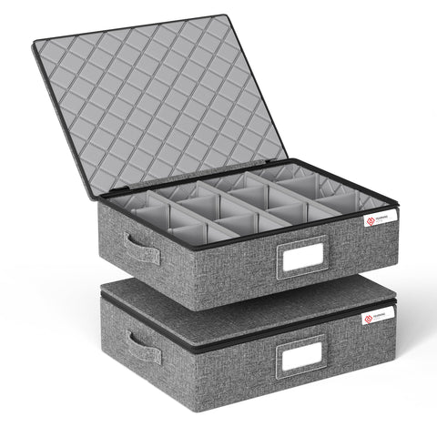 YearningHome front view of closed grey hard-shell storage box showing neat packaging and protection